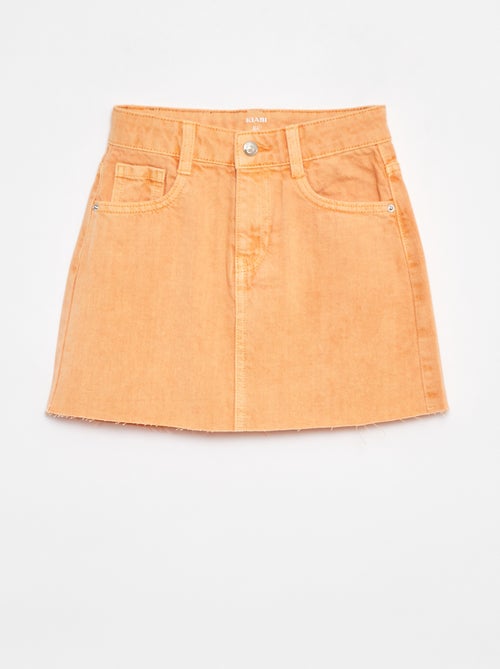 Korte effen spijkerrok met raw-cut afwerking - Kiabi