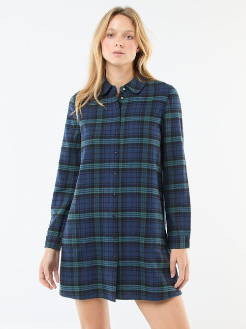 Korte, flanellen overhemdjurk - Kiabi