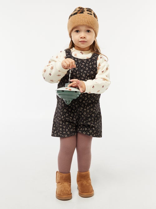 Korte fluwelen salopette met print - Kiabi