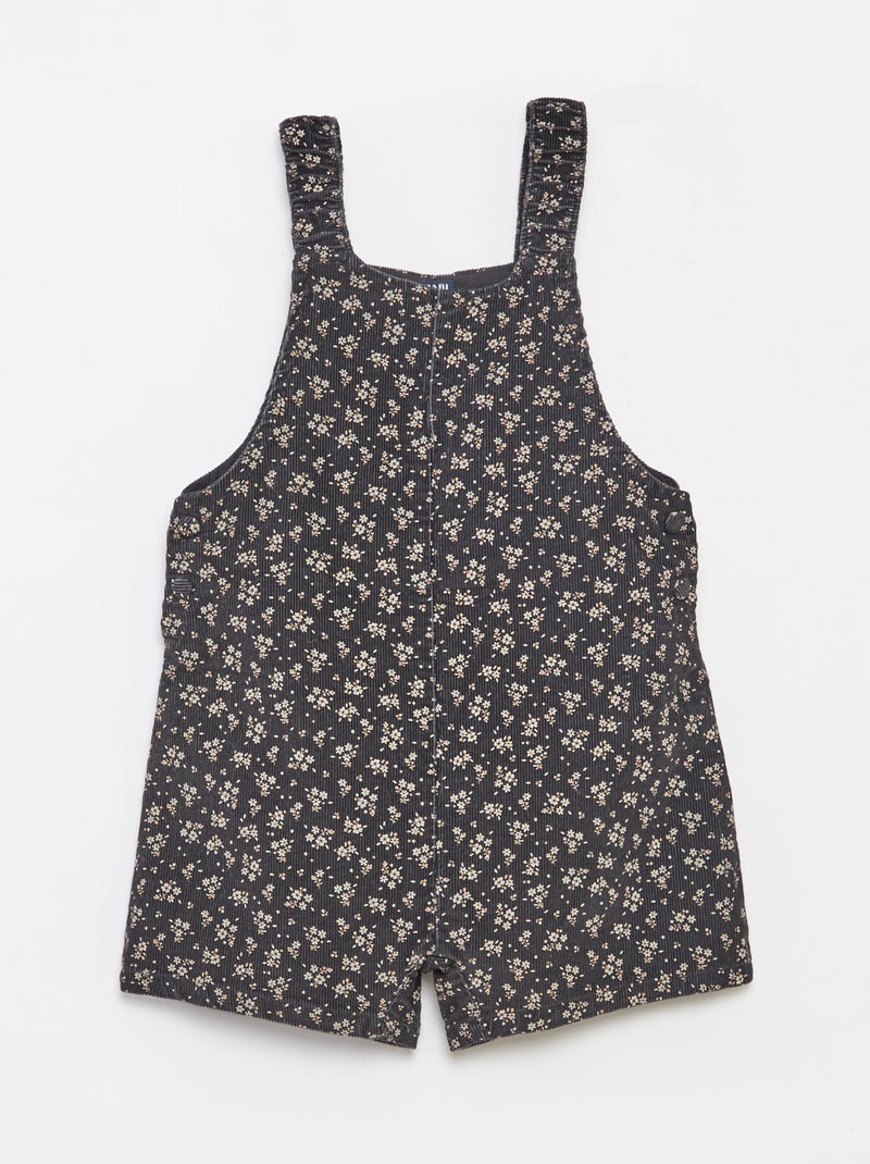 Korte fluwelen salopette met print Grijs - Kiabi