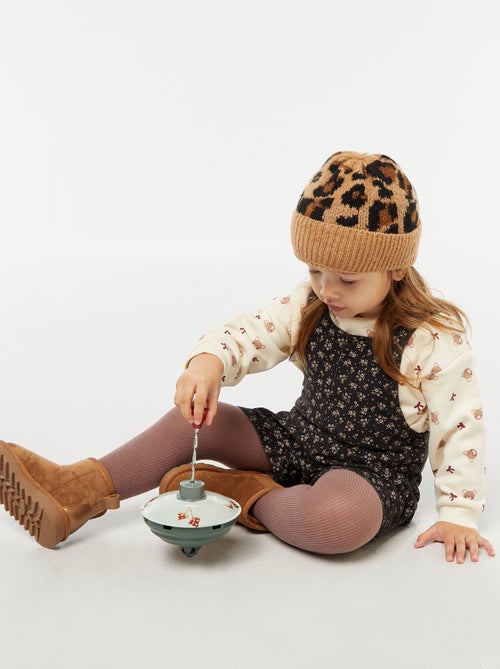 Korte fluwelen salopette met print - Kiabi