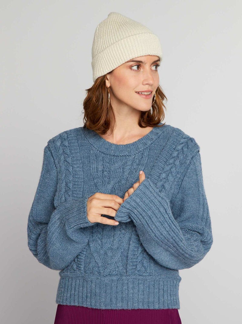 Korte, gebreide trui BLAUW - Kiabi