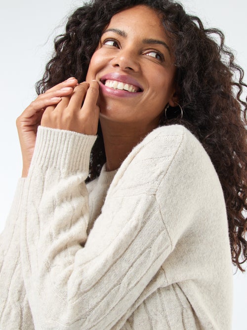 Korte, gebreide trui-jurk met kabelpatroon - Kiabi