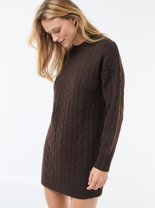 Korte, gebreide trui-jurk met kabelpatroon - Kiabi