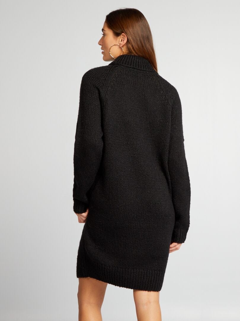 Korte, gebreide trui-jurk zwart - Kiabi