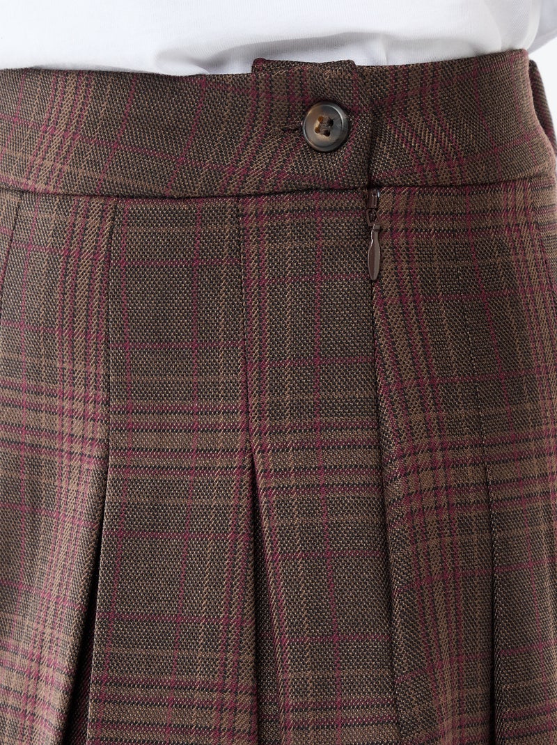 Korte geplooide rok met rits Bruin - Kiabi