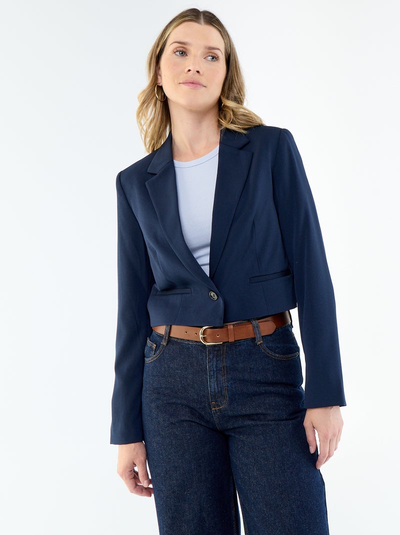 Korte getailleerde blazer Blauw - Kiabi