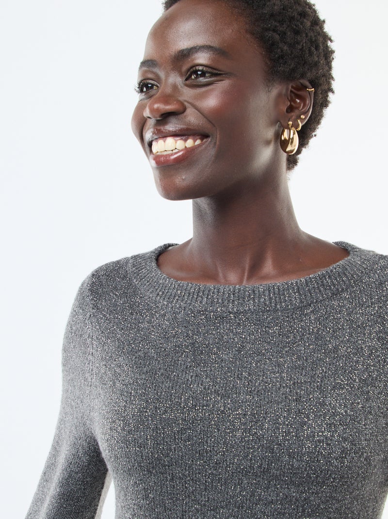 Korte, glanzende trui-jurk Grijs - Kiabi