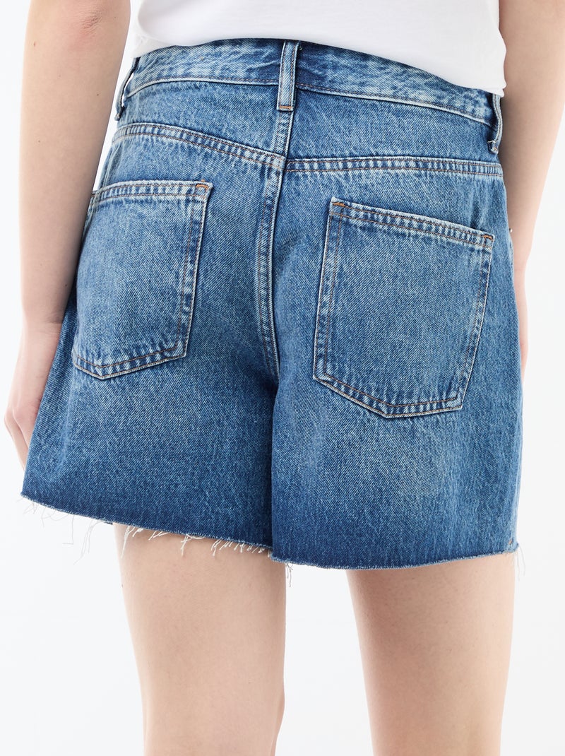 Korte high waist denim short Blauw - Kiabi