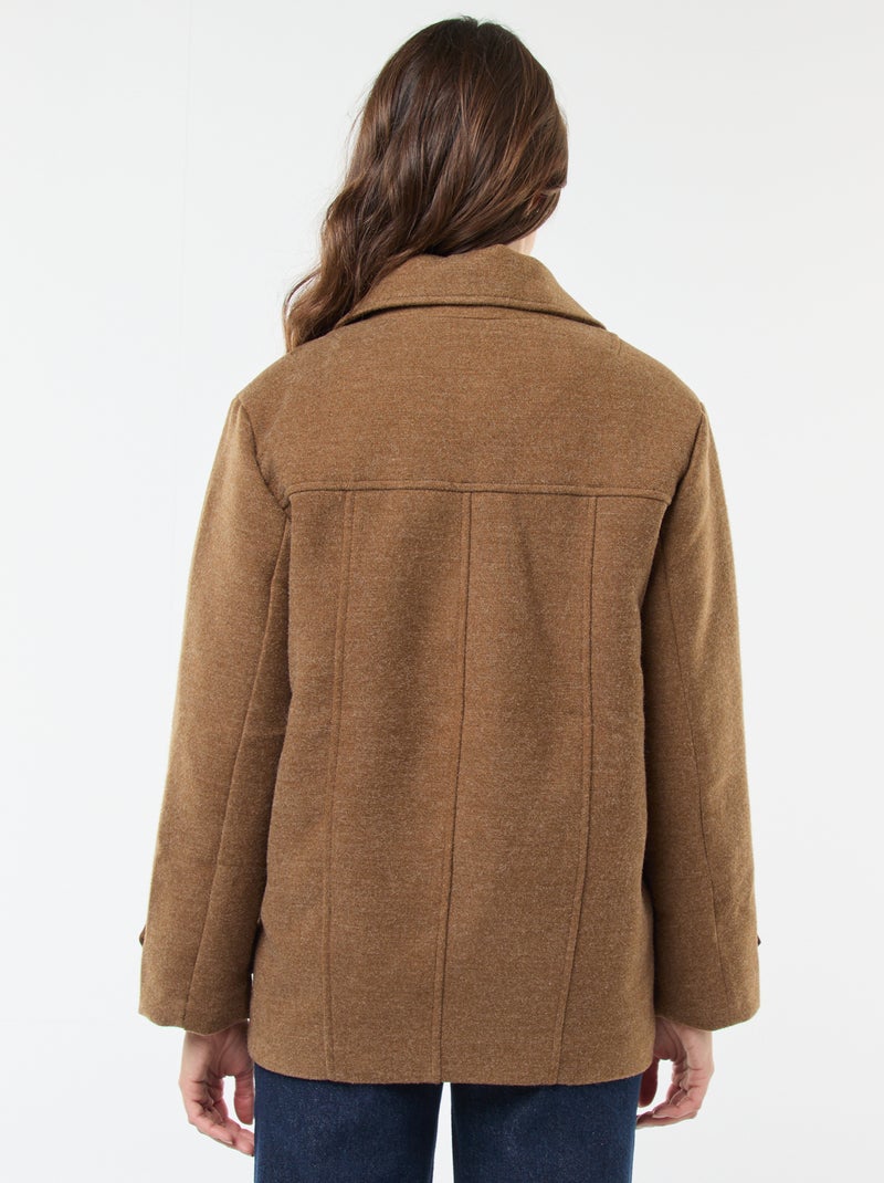 Korte jas met met woleffect Bruin - Kiabi