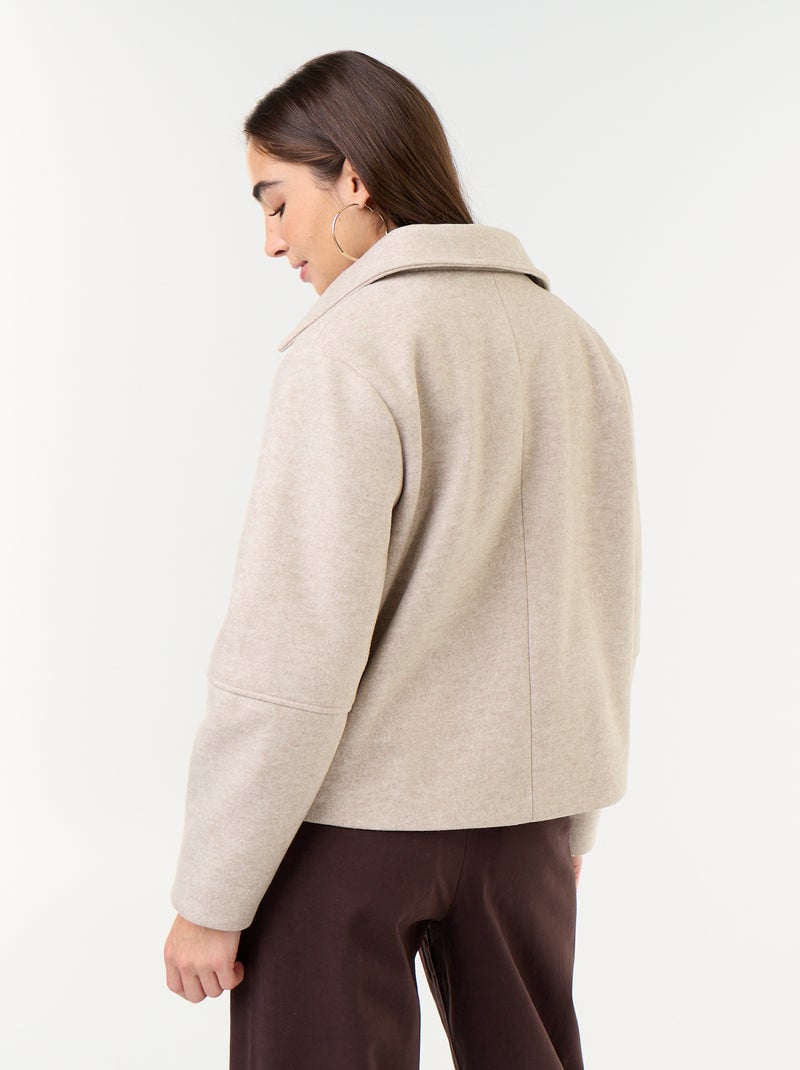 Korte jas met wollook Biege - Kiabi