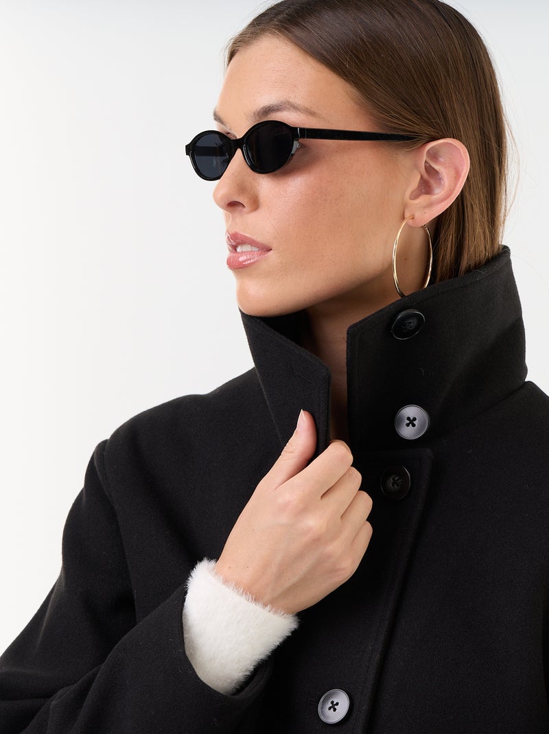 Korte jas met wollook Zwart - Kiabi