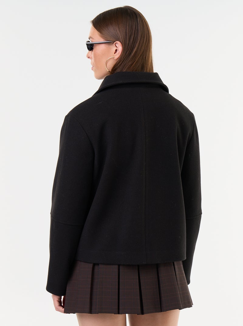 Korte jas met wollook Zwart - Kiabi