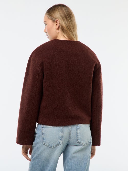 Korte jas van wolachtige stof met afneembare sjaal - Kiabi