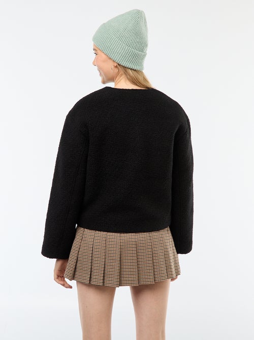 Korte jas van wolachtige stof met afneembare sjaal - Kiabi