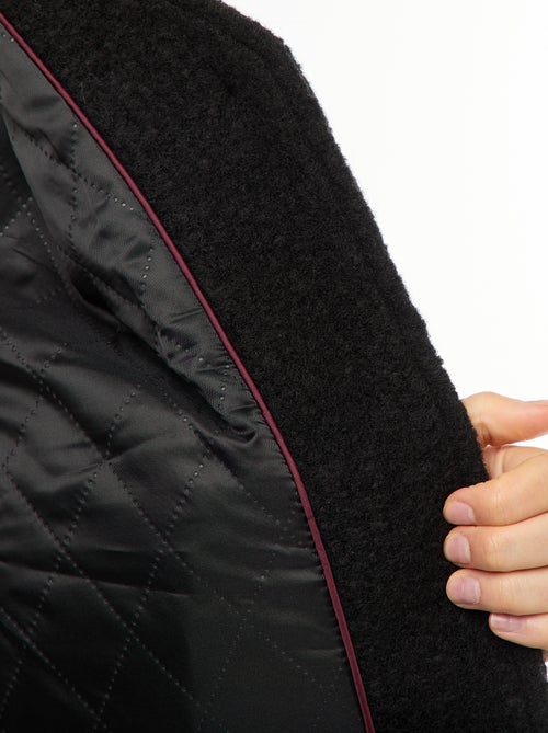 Korte jas van wolachtige stof met afneembare sjaal - Kiabi