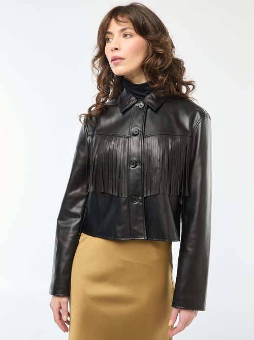 Korte jasje van imitatieleer met franjes - Kiabi