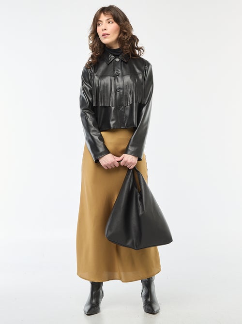 Korte jasje van imitatieleer met franjes - Kiabi