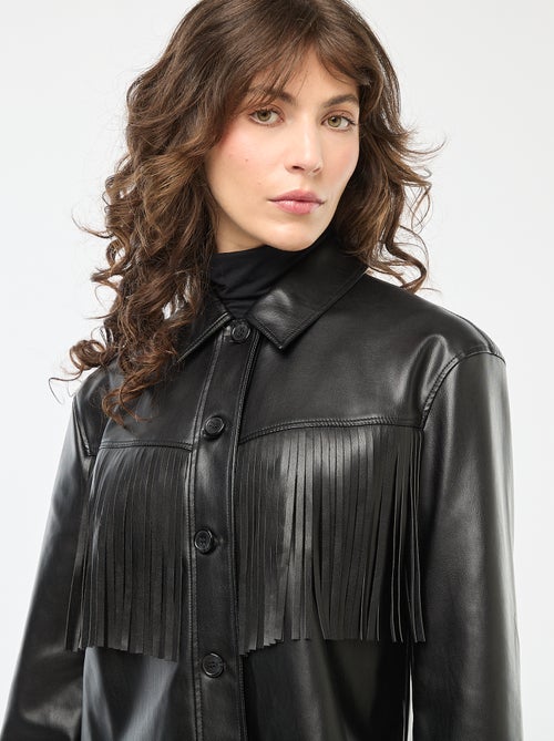 Korte jasje van imitatieleer met franjes - Kiabi