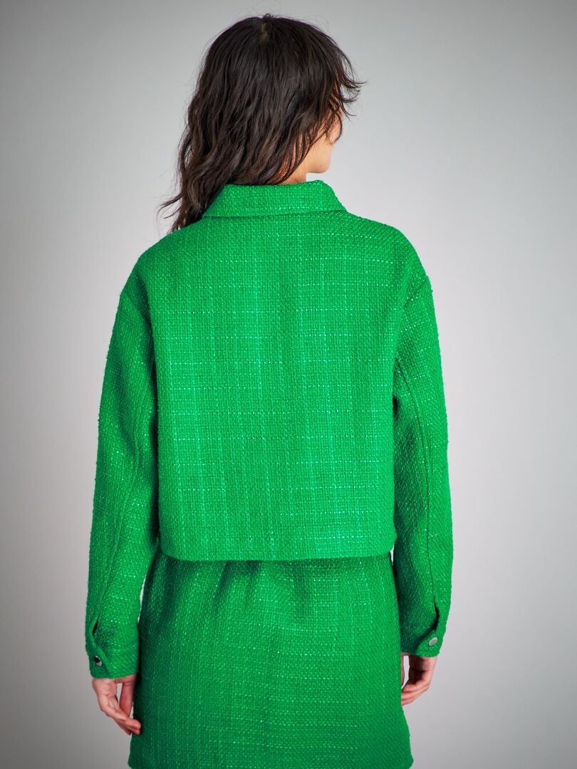 Korte jasje van tweedstof groen - Kiabi