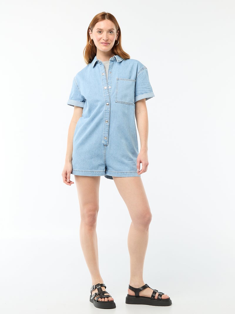 Korte jeans jumpsuit Blauw - Kiabi