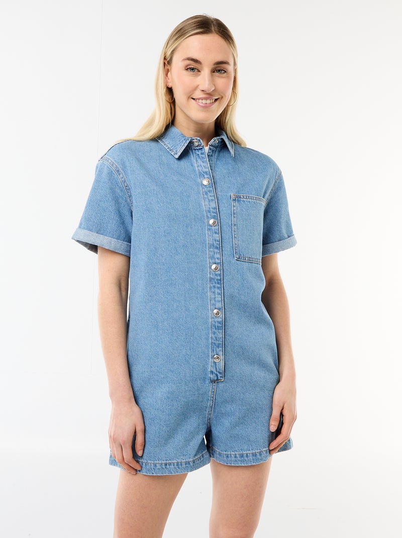 Korte jeans jumpsuit Blauw - Kiabi