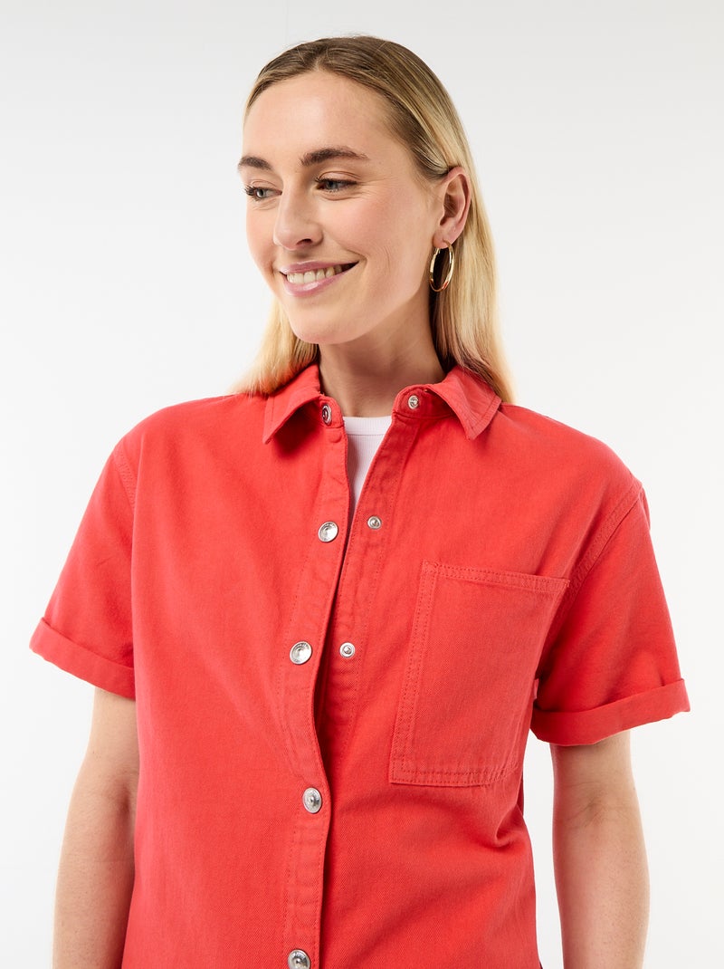 Korte jeans jumpsuit Rood - Kiabi