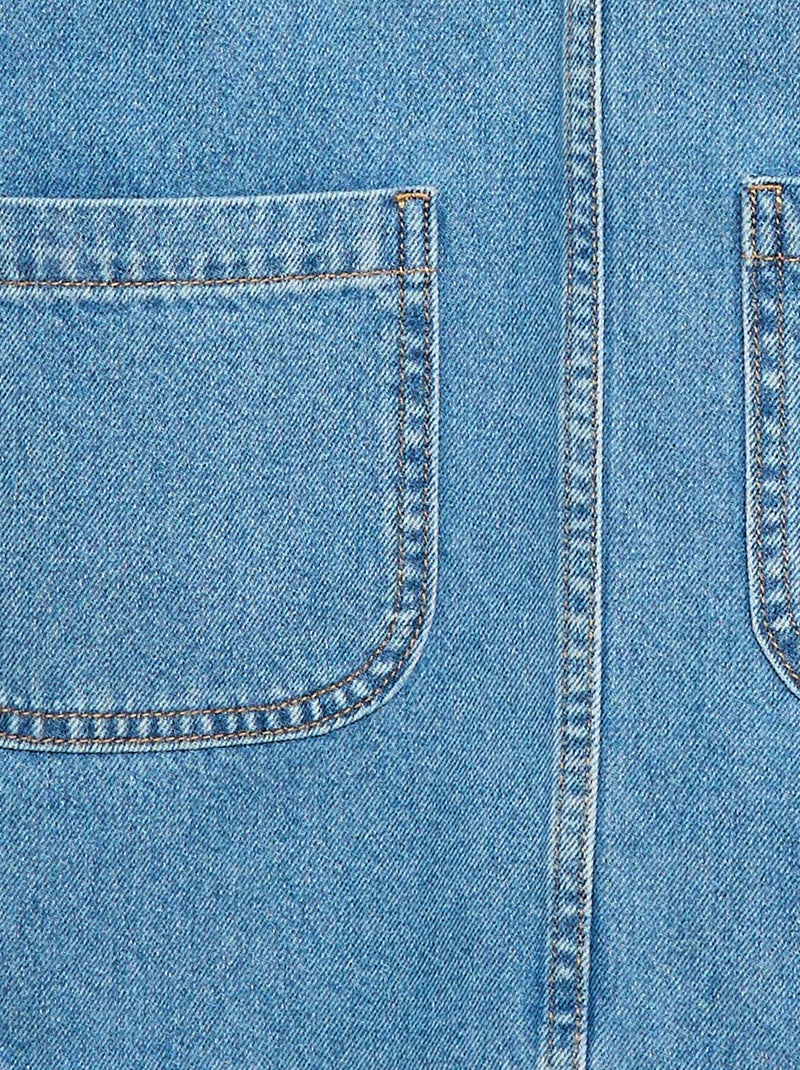 Korte jeans tuinbroekjurk Blauw - Kiabi