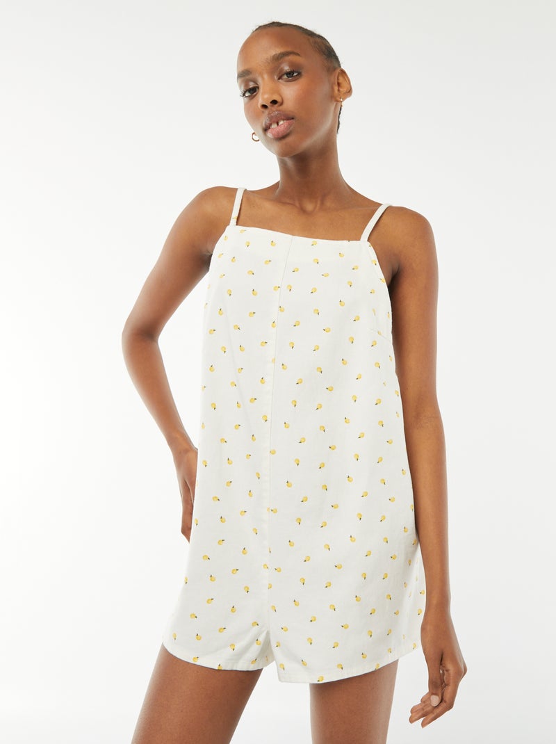 Korte jumpsuit met blote rug WIT - Kiabi