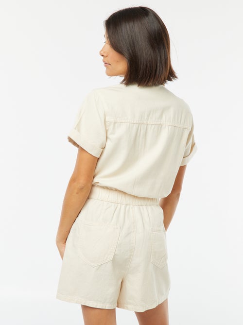 Korte jumpsuit met korte mouw met omgeslagen boordje - Kiabi