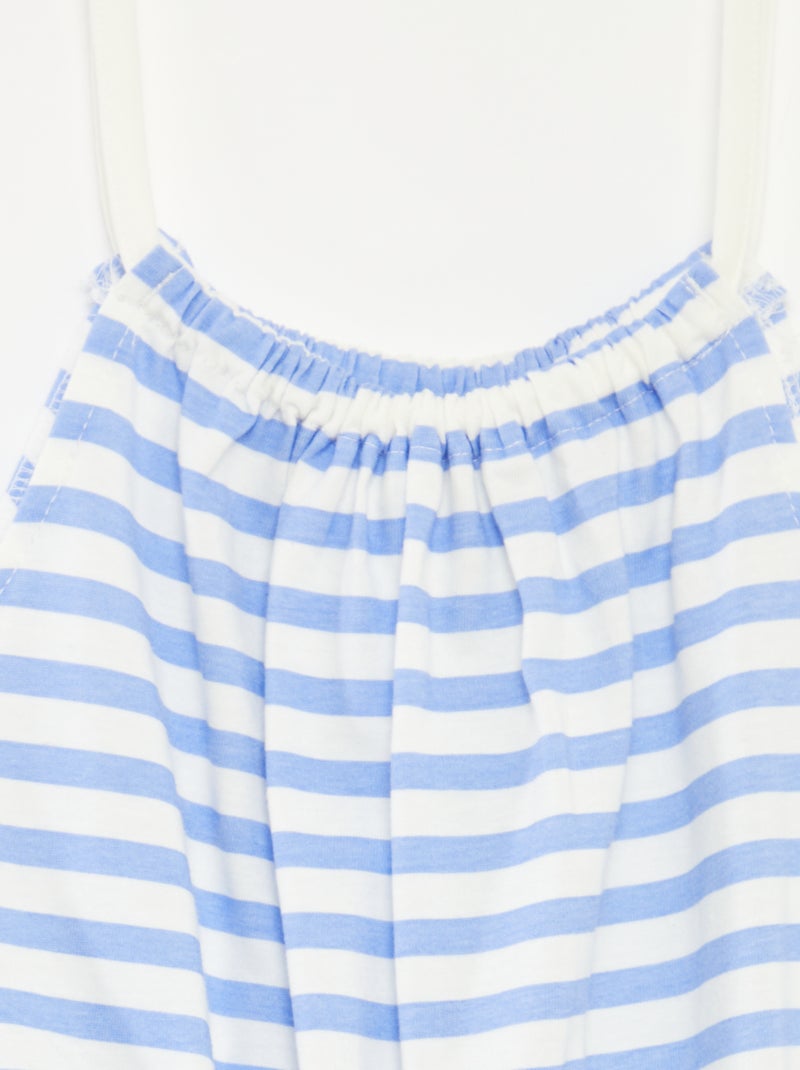 Korte jumpsuit met schouderbandjes en print BLAUW - Kiabi