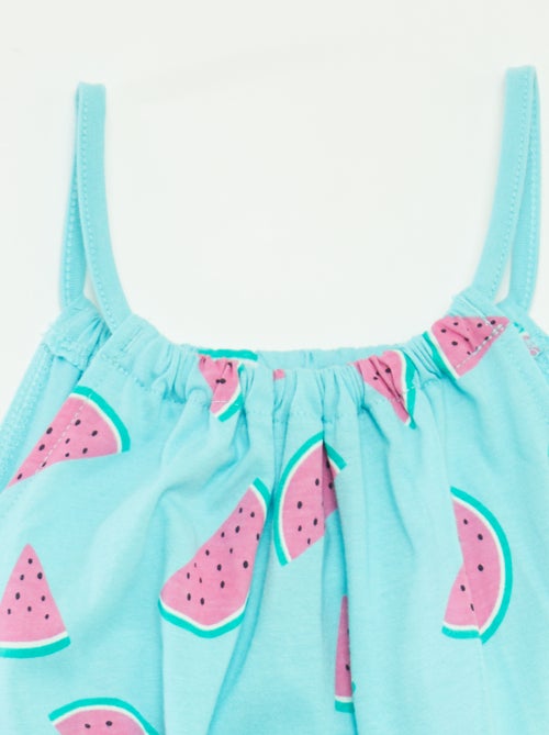 Korte jumpsuit met schouderbandjes en print - Kiabi