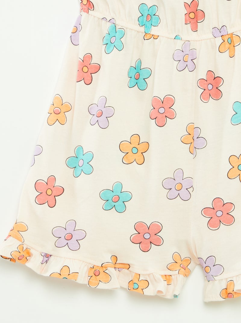 Korte jumpsuit met schouderbandjes en print ROSE - Kiabi