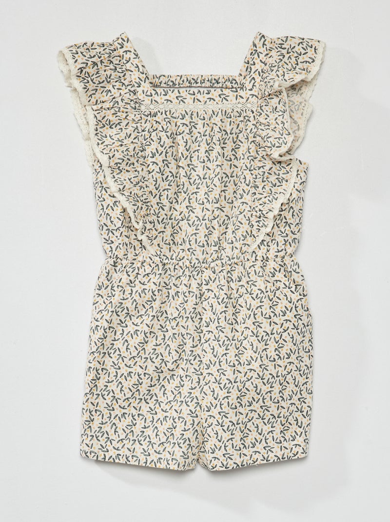 Korte jumpsuit met volants WIT - Kiabi