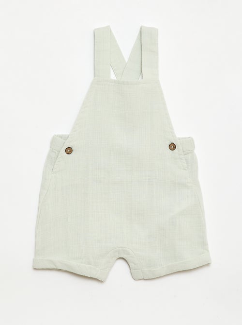 Korte jumpsuit van dubbel katoengaas - Kiabi