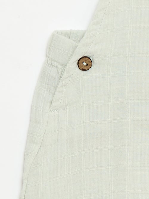 Korte jumpsuit van dubbel katoengaas - Kiabi