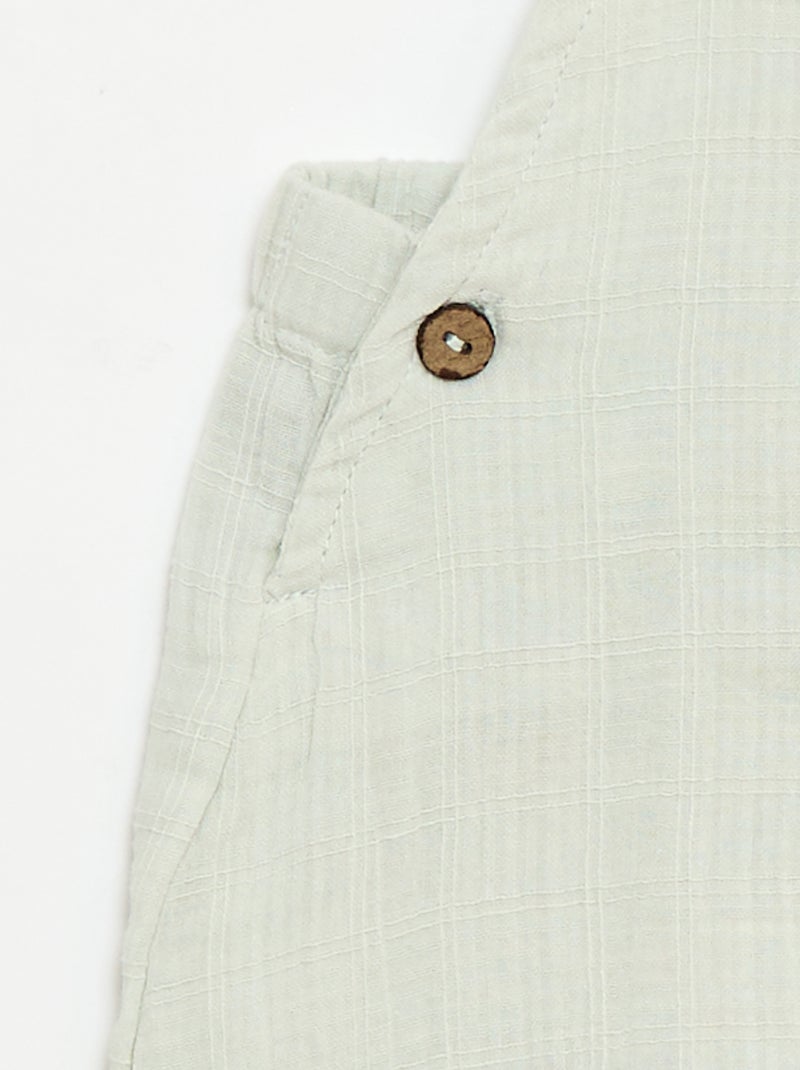 Korte jumpsuit van dubbel katoengaas Blauw - Kiabi