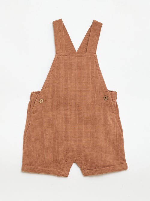 Korte jumpsuit van dubbel katoengaas - Kiabi