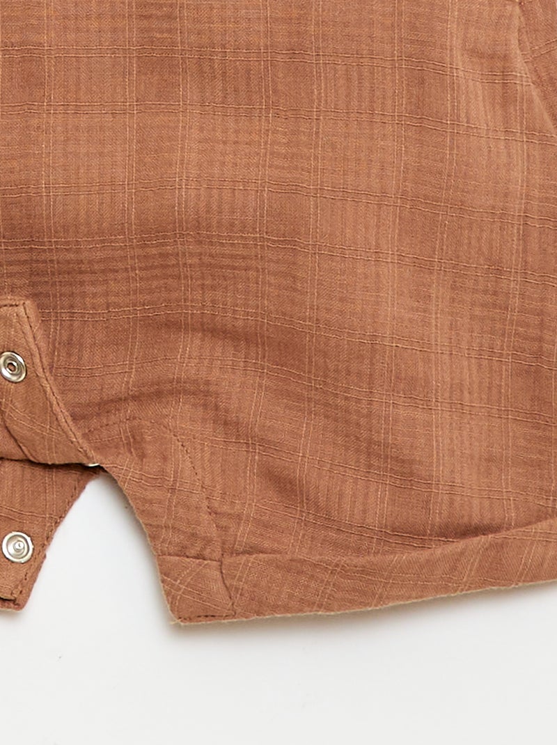 Korte jumpsuit van dubbel katoengaas Bruin - Kiabi