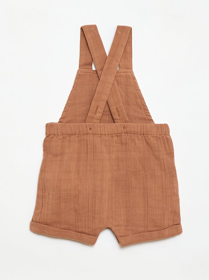 Korte jumpsuit van dubbel katoengaas Bruin - Kiabi