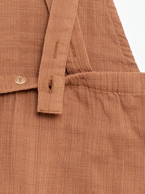 Korte jumpsuit van dubbel katoengaas - Kiabi