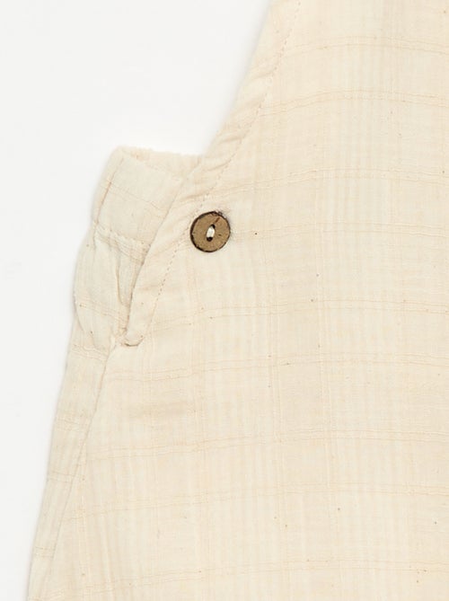 Korte jumpsuit van dubbel katoengaas - Kiabi