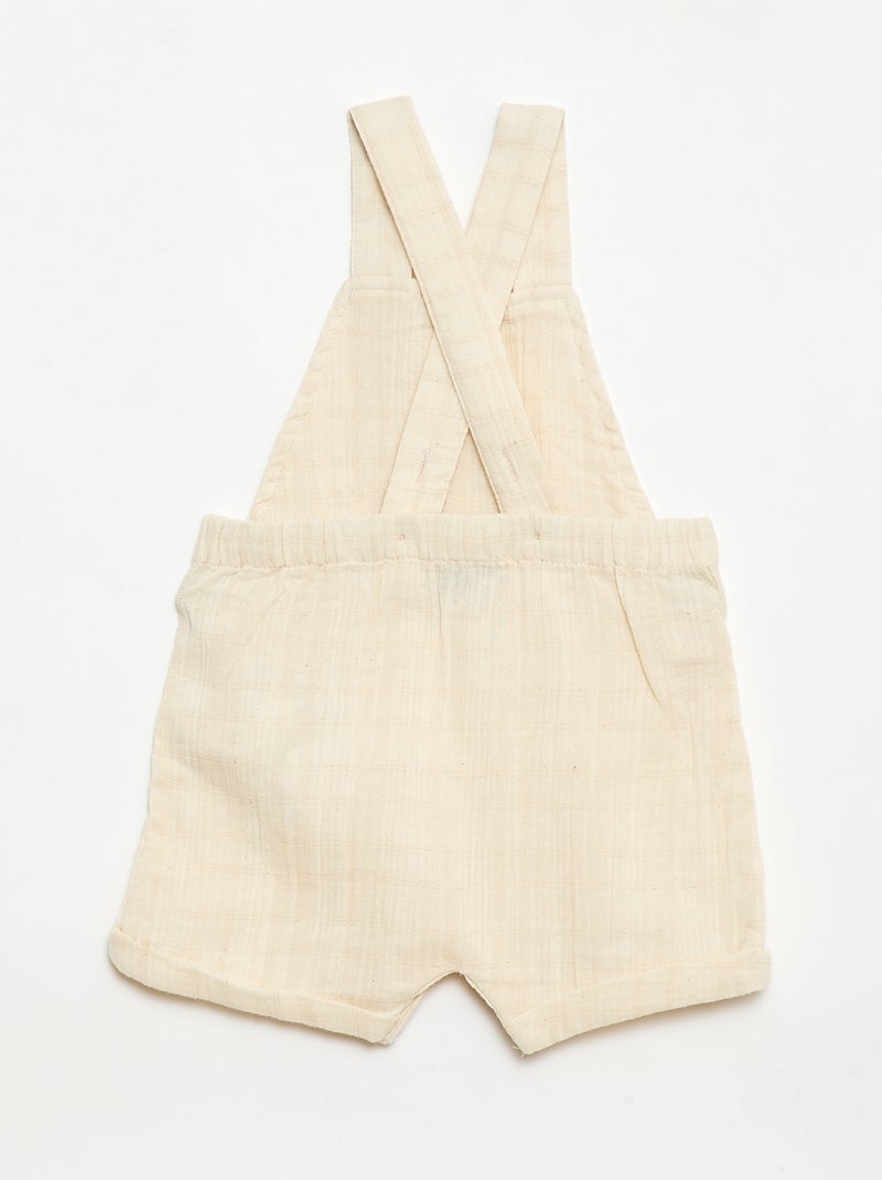 Korte jumpsuit van dubbel katoengaas Wit - Kiabi