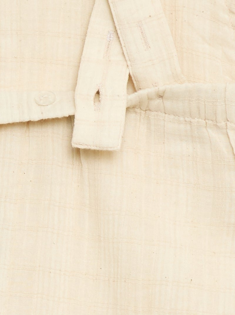 Korte jumpsuit van dubbel katoengaas Wit - Kiabi