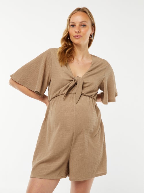 Korte jumpsuit van gewafelde stof - Zwangerschapsmodel - Kiabi