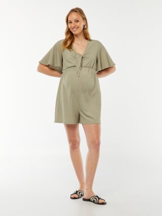 Korte jumpsuit van gewafelde stof - Zwangerschapsmodel