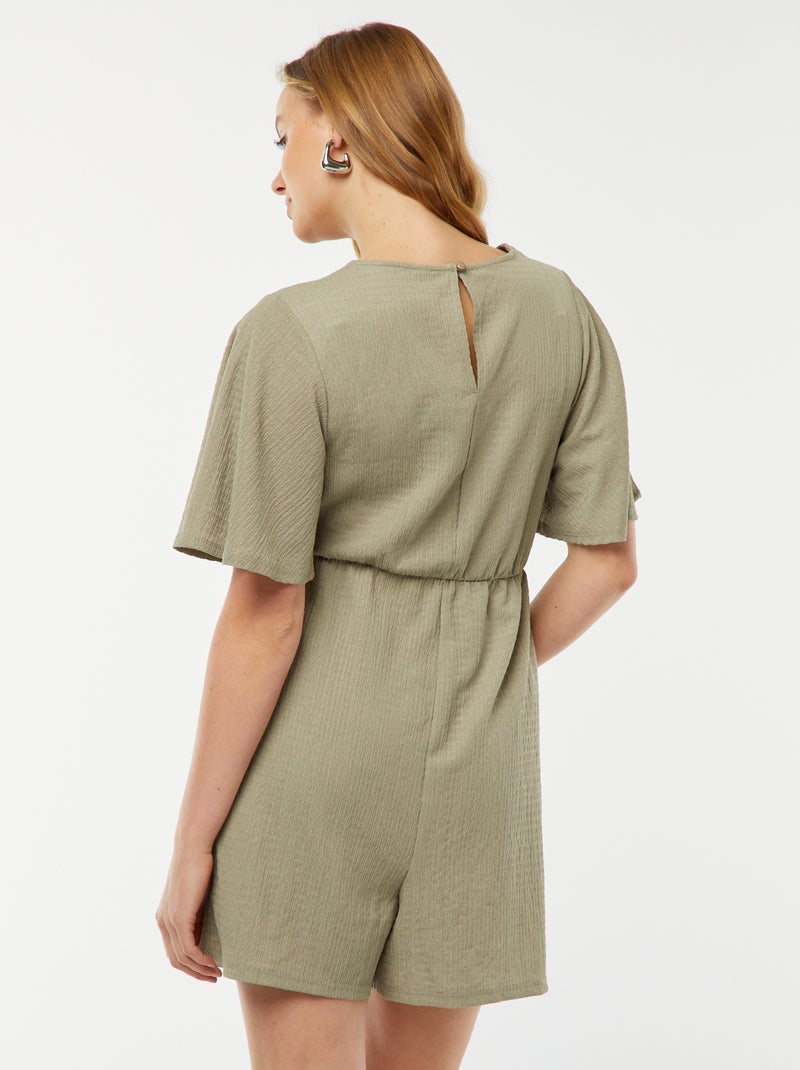 Korte jumpsuit van gewafelde stof - Zwangerschapsmodel Groen - Kiabi