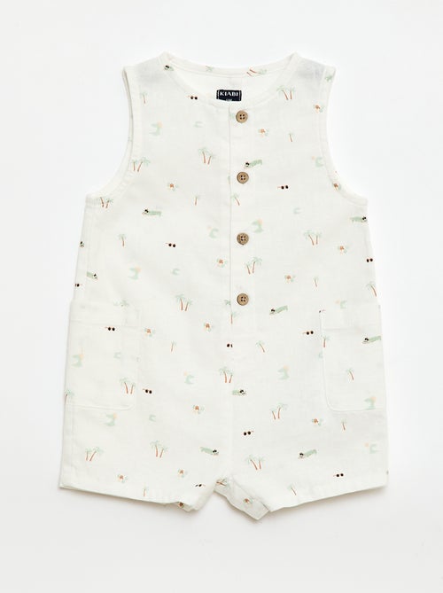 Korte jumpsuit van katoen en linnen - Kiabi