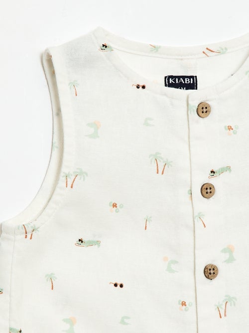 Korte jumpsuit van katoen en linnen - Kiabi