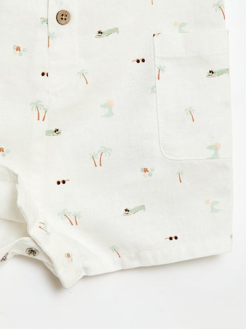 Korte jumpsuit van katoen en linnen - Kiabi